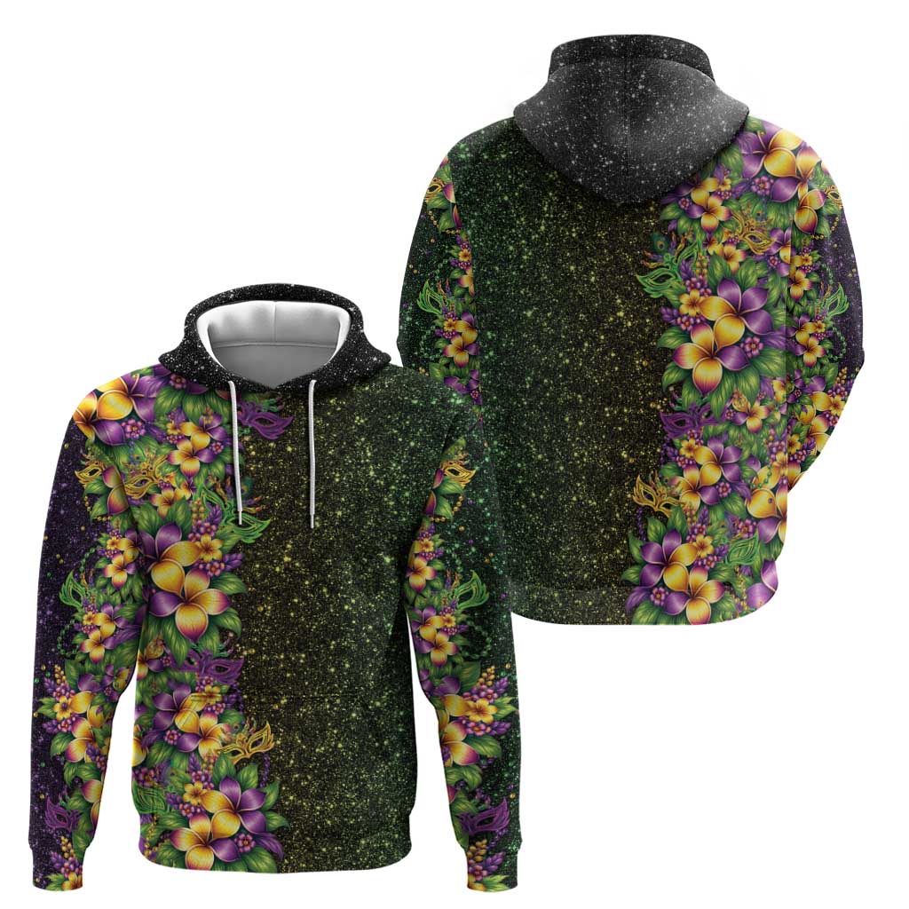 Hawaii Mardi Gras Hoodie Tropical Flowers Glitter Style LT05 - Polynesian Pride