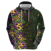Hawaii Mardi Gras Hoodie Tropical Flowers Glitter Style LT05 - Polynesian Pride