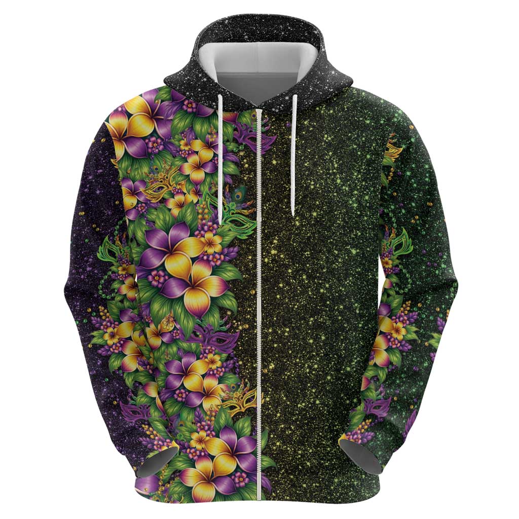 Hawaii Mardi Gras Hoodie Tropical Flowers Glitter Style LT05 - Polynesian Pride