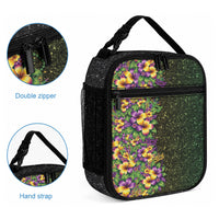 Hawaii Mardi Gras Lunch Bag Tropical Flowers Glitter Style