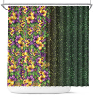 Hawaii Mardi Gras Shower Curtain Tropical Flowers Glitter Style