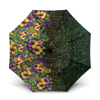 Hawaii Mardi Gras Umbrella Tropical Flowers Glitter Style