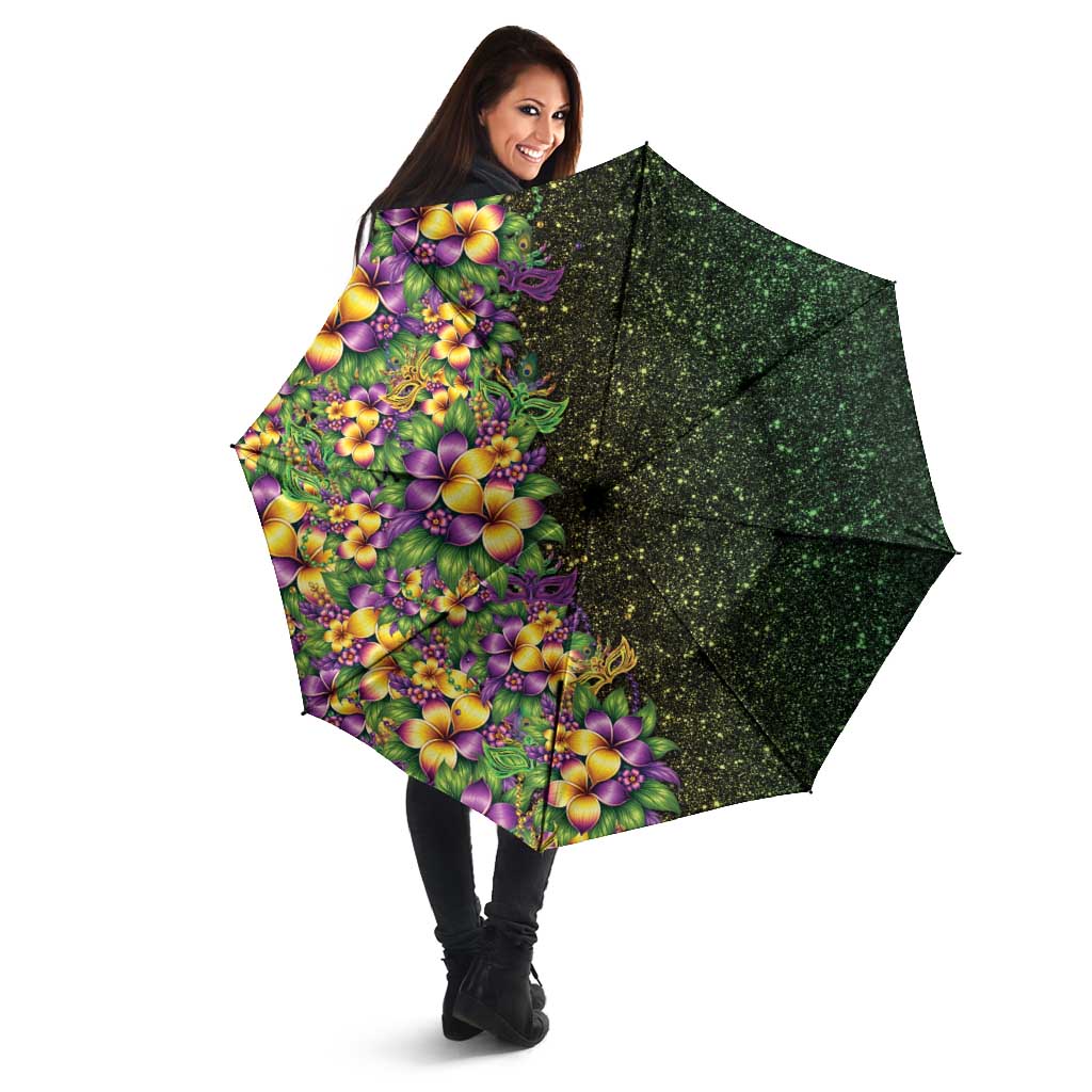 Hawaii Mardi Gras Umbrella Tropical Flowers Glitter Style