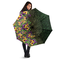 Hawaii Mardi Gras Umbrella Tropical Flowers Glitter Style