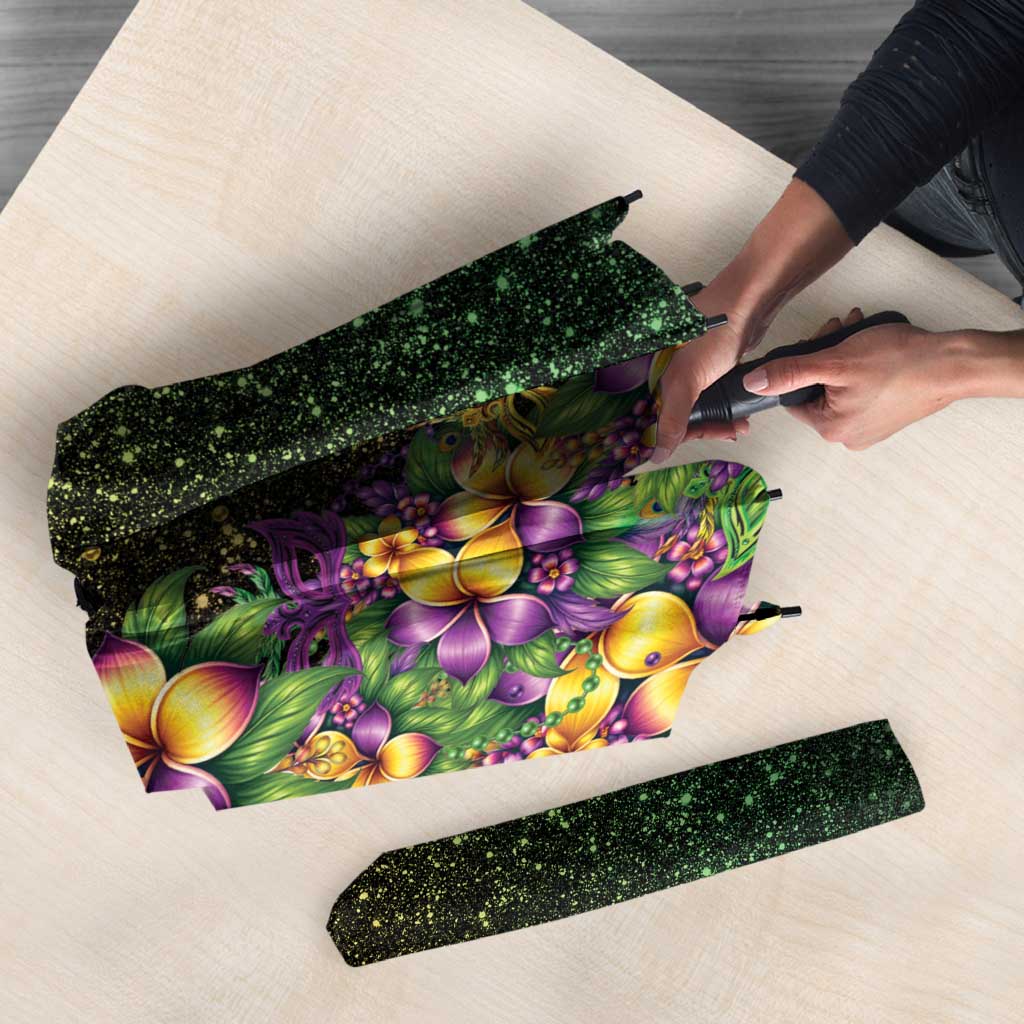 Hawaii Mardi Gras Umbrella Tropical Flowers Glitter Style