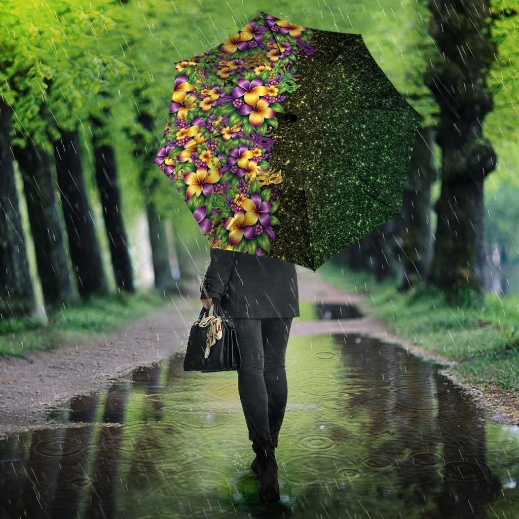 Hawaii Mardi Gras Umbrella Tropical Flowers Glitter Style