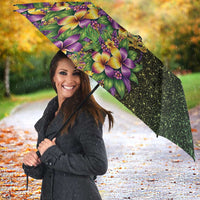 Hawaii Mardi Gras Umbrella Tropical Flowers Glitter Style