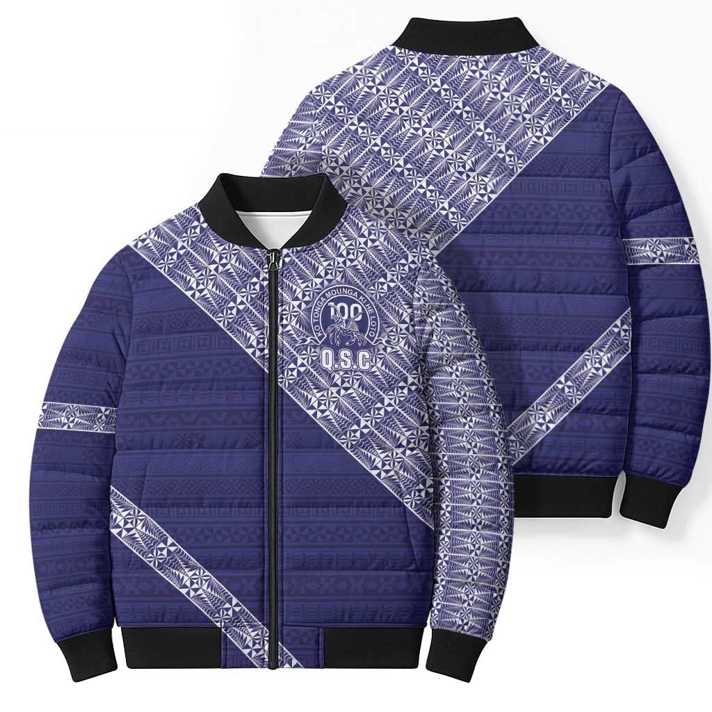 Tonga Queen Salote College Bomber Puffer Jacket 100 Years Anniversary Navy Color