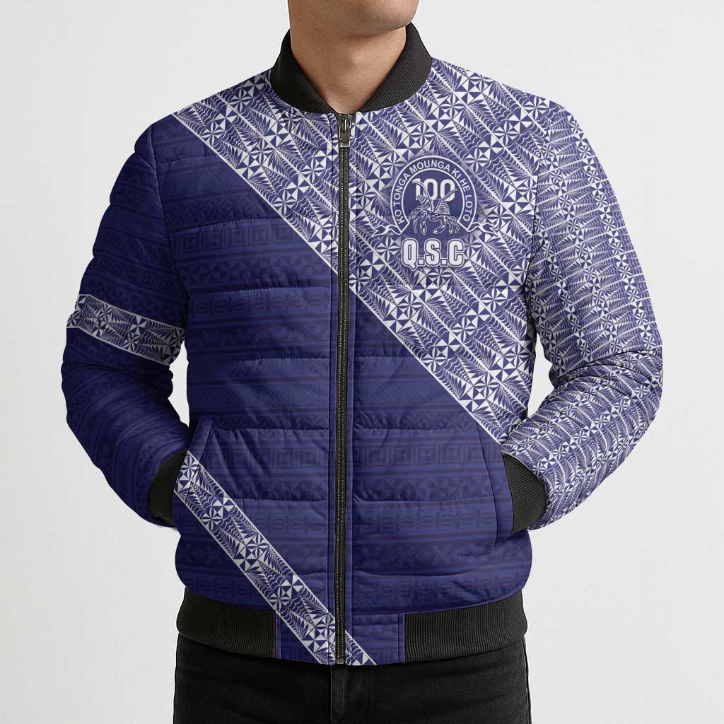 Tonga Queen Salote College Bomber Puffer Jacket 100 Years Anniversary Navy Color