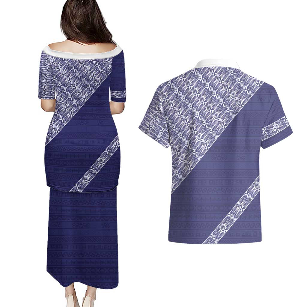 Tonga Queen Salote College Couples Matching Puletasi and Hawaiian Shirt 100 Years Anniversary Navy Color LT05 - Polynesian Pride