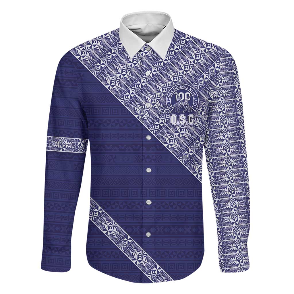 Tonga Queen Salote College Family Matching Long Sleeve Bodycon Dress and Hawaiian Shirt 100 Years Anniversary Navy Color LT05 Dad's Shirt - Long Sleeve Navy - Polynesian Pride