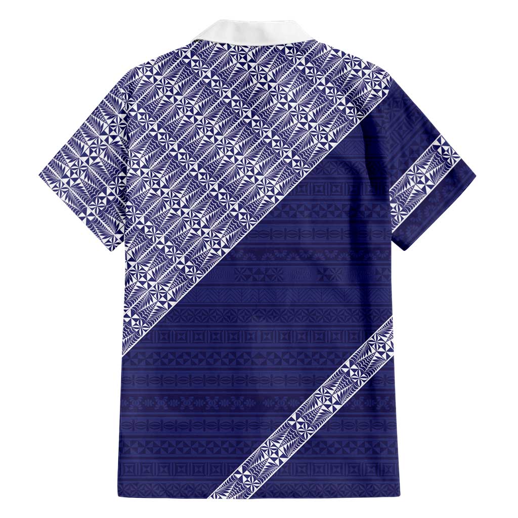 Tonga Queen Salote College Family Matching Off Shoulder Maxi Dress and Hawaiian Shirt 100 Years Anniversary Navy Color LT05 - Polynesian Pride