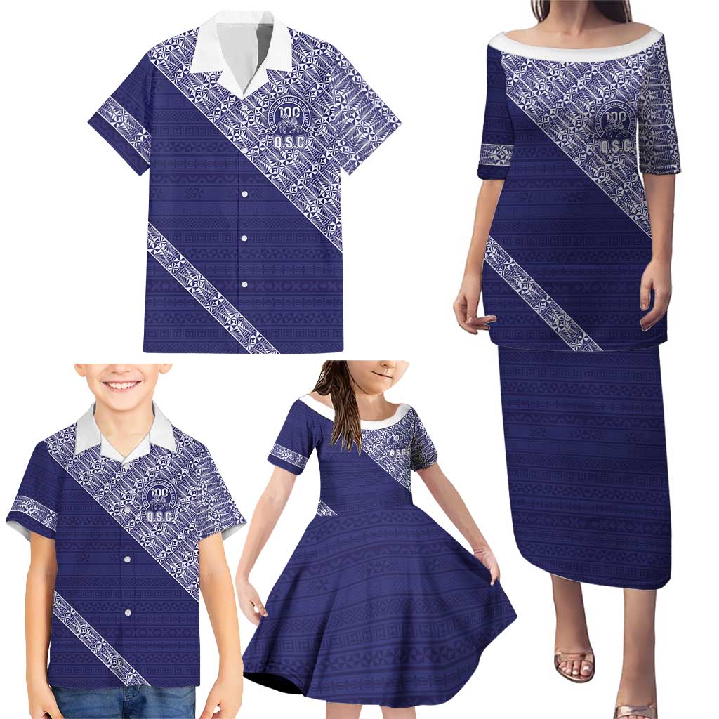 Tonga Queen Salote College Family Matching Puletasi and Hawaiian Shirt 100 Years Anniversary Navy Color LT05 - Polynesian Pride