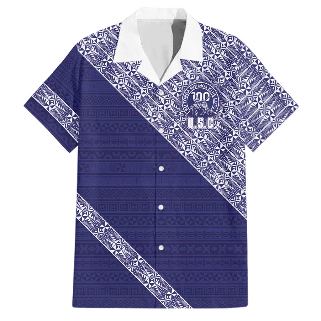 Tonga Queen Salote College Family Matching Tank Maxi Dress and Hawaiian Shirt 100 Years Anniversary Navy Color LT05 Dad's Shirt - Short Sleeve Navy - Polynesian Pride