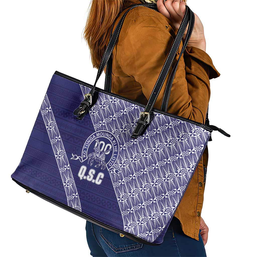 Tonga Queen Salote College Leather Tote Bag 100 Years Anniversary Navy Color