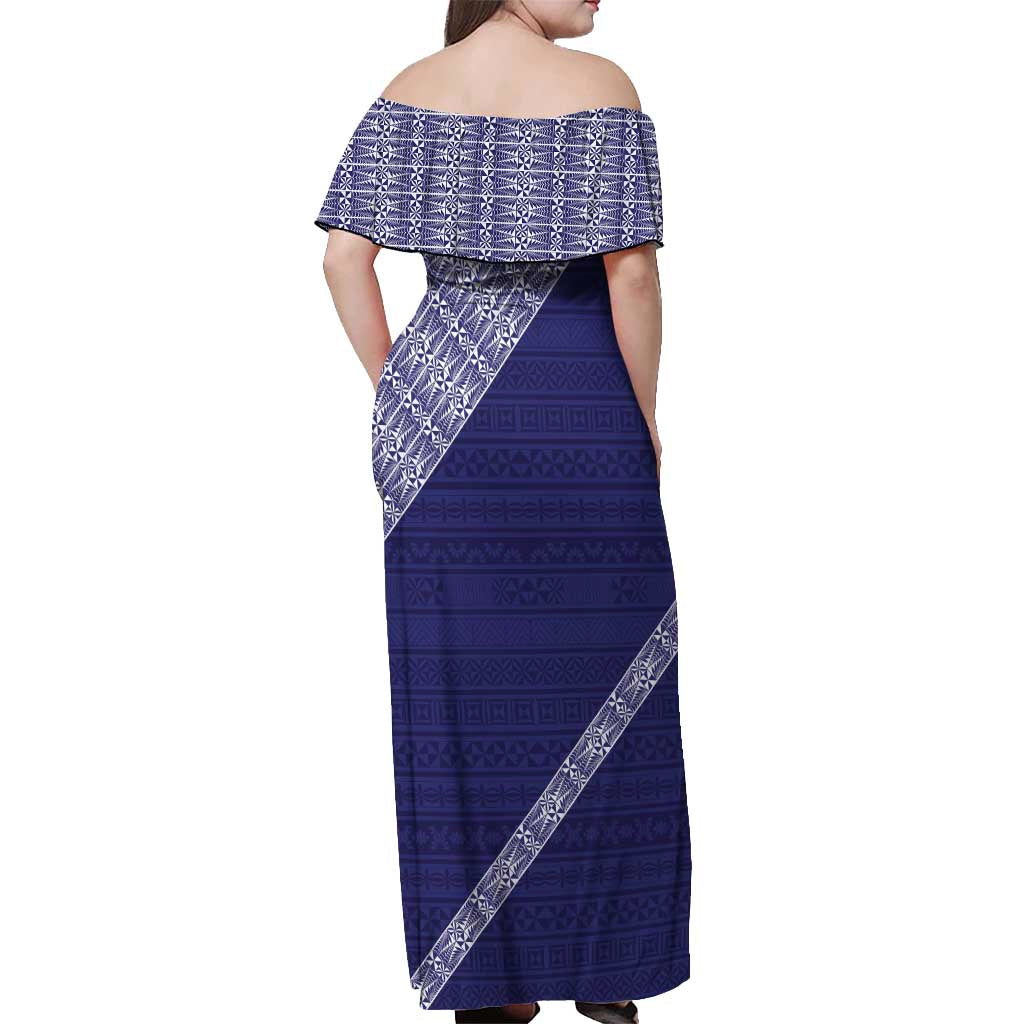 Tonga Queen Salote College Off Shoulder Maxi Dress 100 Years Anniversary Navy Color