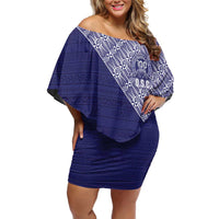 Tonga Queen Salote College Off Shoulder Short Dress 100 Years Anniversary Navy Color LT05 Women Navy - Polynesian Pride