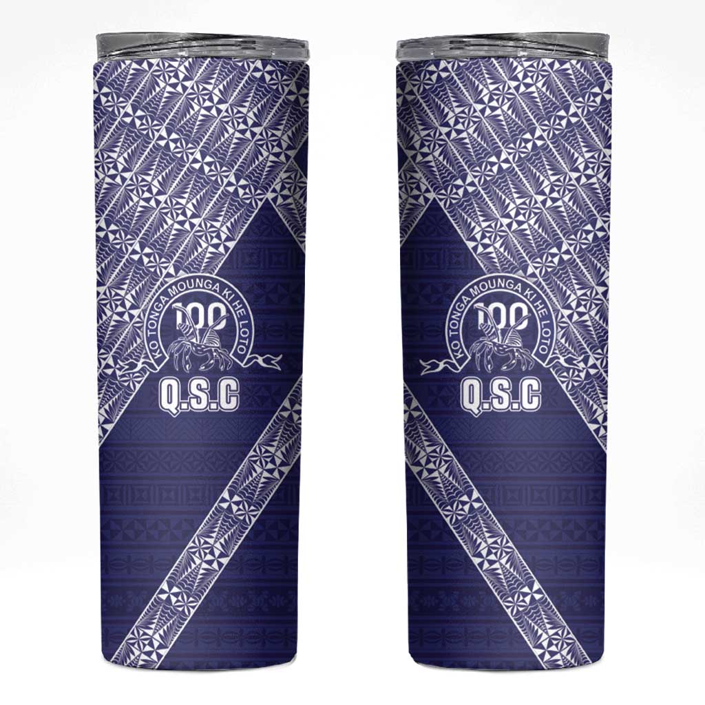 Tonga Queen Salote College Skinny Tumbler 100 Years Anniversary Navy Color LT05 Navy - Polynesian Pride
