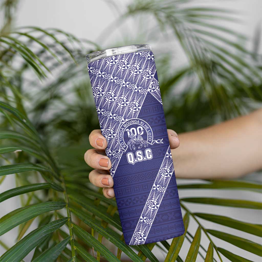 Tonga Queen Salote College Skinny Tumbler 100 Years Anniversary Navy Color LT05 - Polynesian Pride