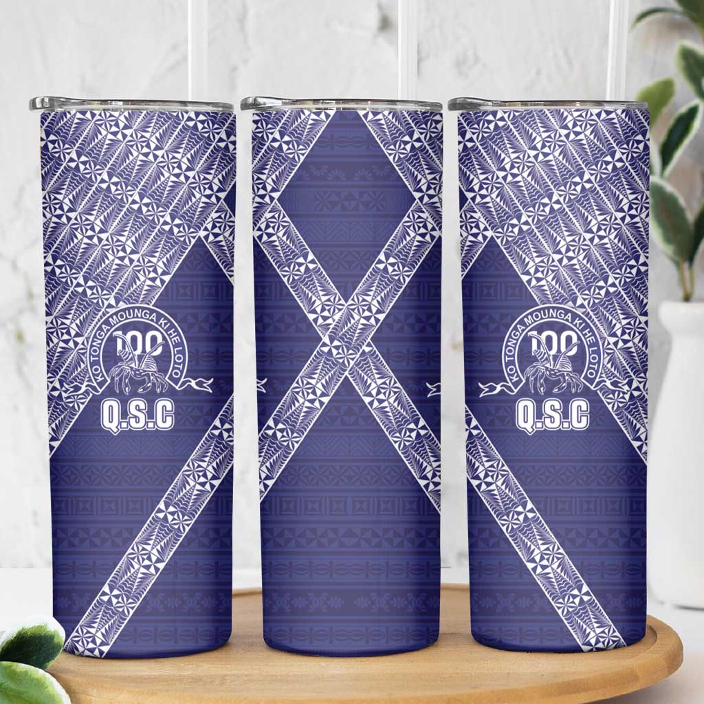 Tonga Queen Salote College Skinny Tumbler 100 Years Anniversary Navy Color LT05 - Polynesian Pride
