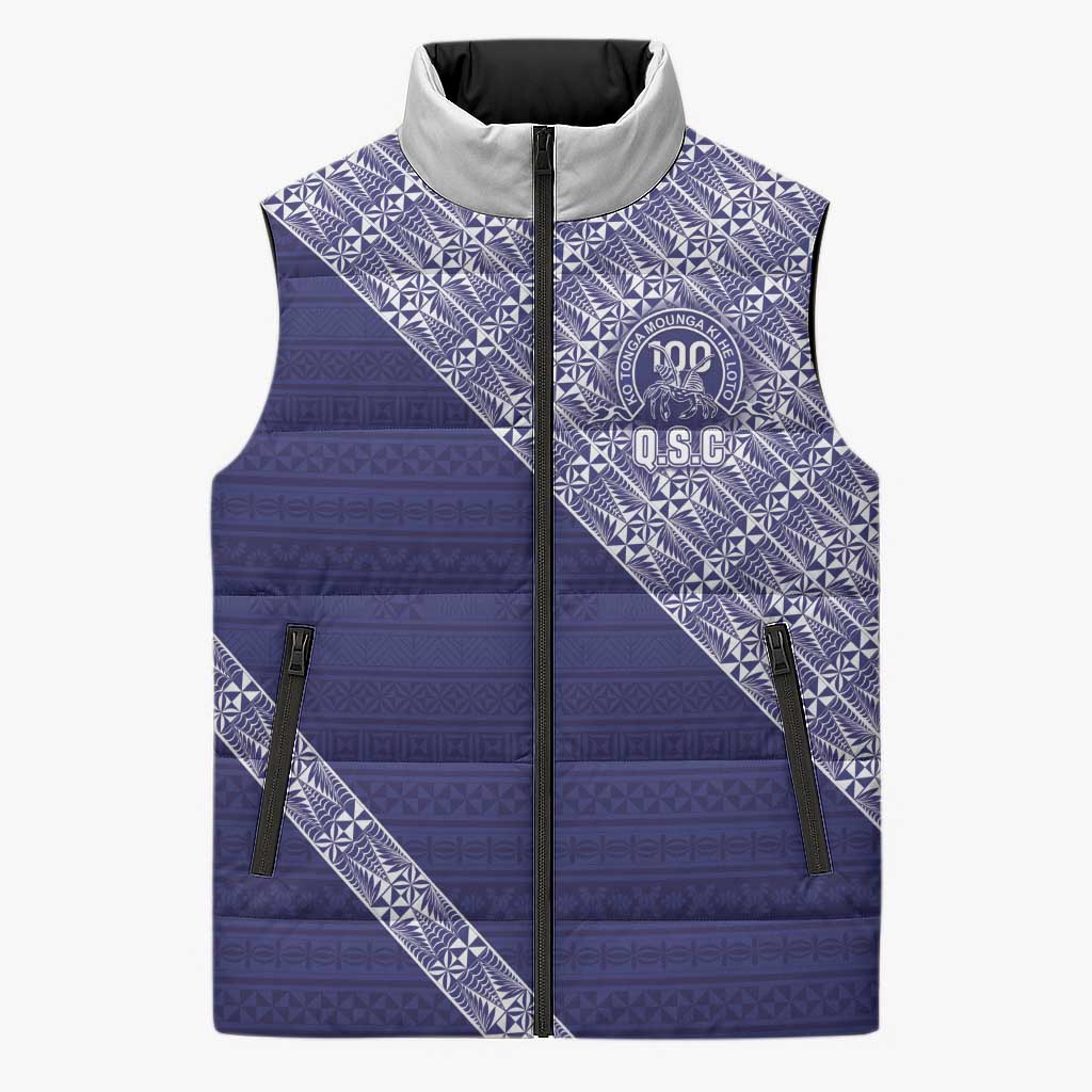 Tonga Queen Salote College Sleeveless Puffer Jacket 100 Years Anniversary Navy Color LT05 Unisex Navy - Polynesian Pride