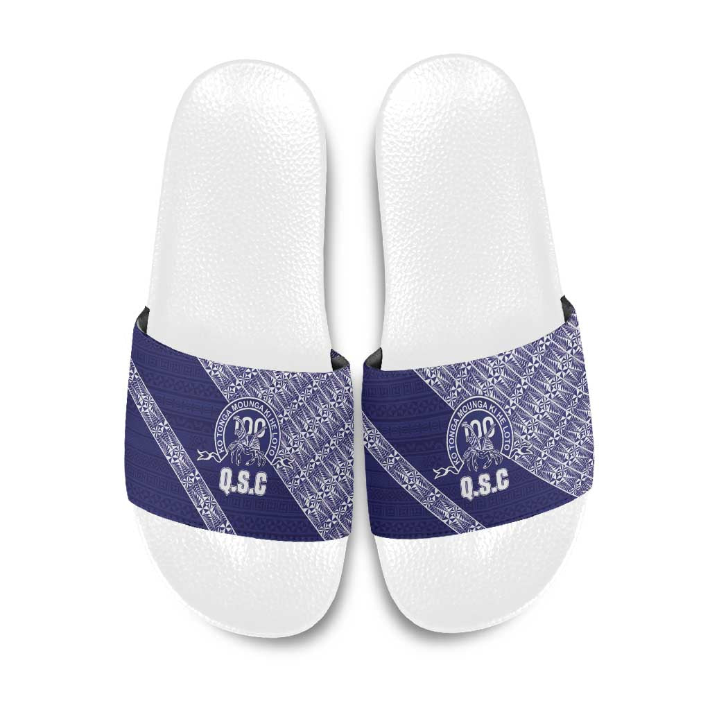 Tonga Queen Salote College Slide Sandals 100 Years Anniversary Navy Color