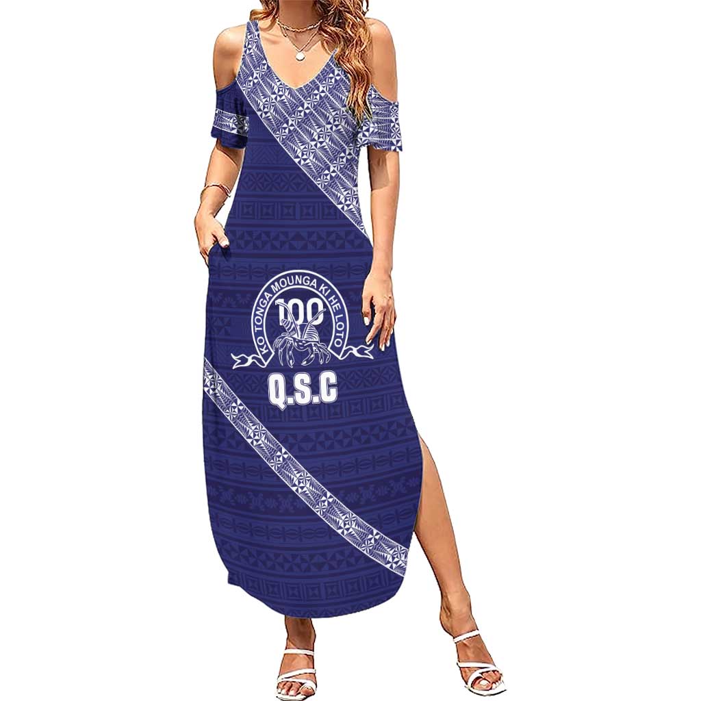 Tonga Queen Salote College Summer Maxi Dress 100 Years Anniversary Navy Color