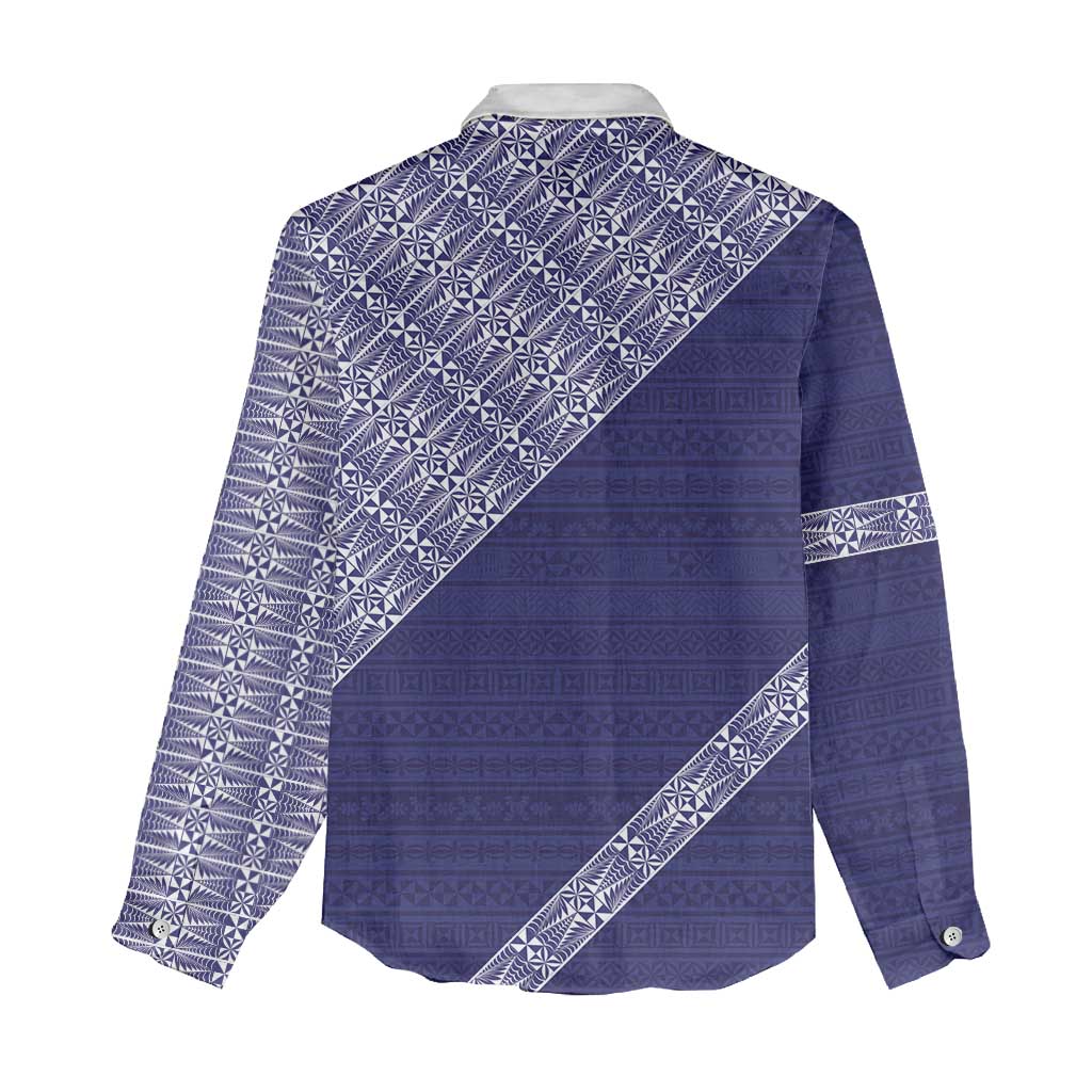 Tonga Queen Salote College Women Casual Shirt 100 Years Anniversary Navy Color LT05 - Polynesian Pride