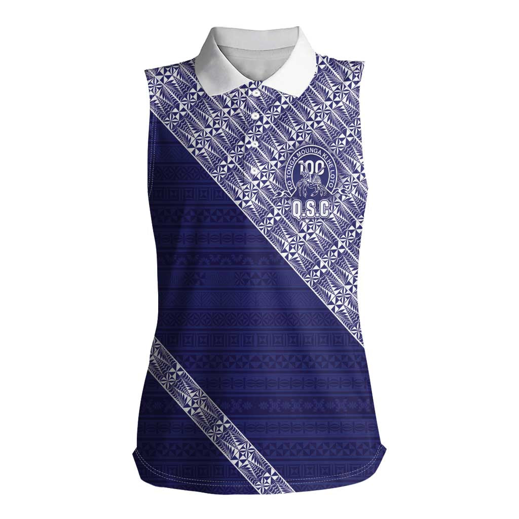 Tonga Queen Salote College Women Sleeveless Polo Shirt 100 Years Anniversary Navy Color LT05 Female Navy - Polynesian Pride