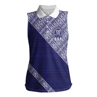 Tonga Queen Salote College Women Sleeveless Polo Shirt 100 Years Anniversary Navy Color LT05 Female Navy - Polynesian Pride