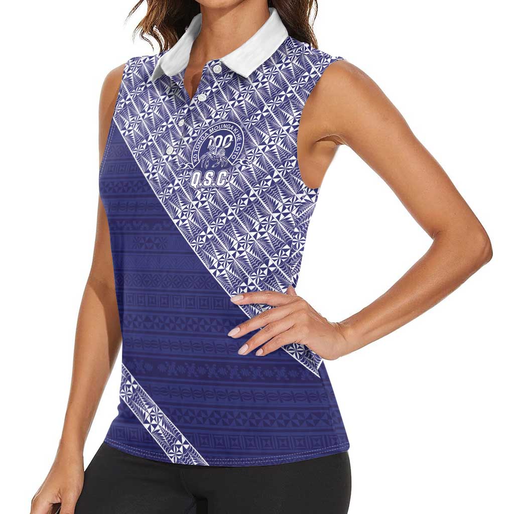 Tonga Queen Salote College Women Sleeveless Polo Shirt 100 Years Anniversary Navy Color LT05 - Polynesian Pride