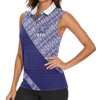 Tonga Queen Salote College Women Sleeveless Polo Shirt 100 Years Anniversary Navy Color LT05 - Polynesian Pride