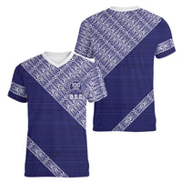 Tonga Queen Salote College Women V-Neck T-Shirt 100 Years Anniversary Navy Color LT05 - Polynesian Pride
