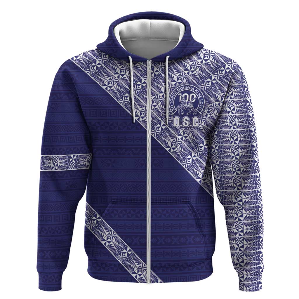 Tonga Queen Salote College Zip Hoodie 100 Years Anniversary Navy Color LT05 Zip Hoodie Navy - Polynesian Pride
