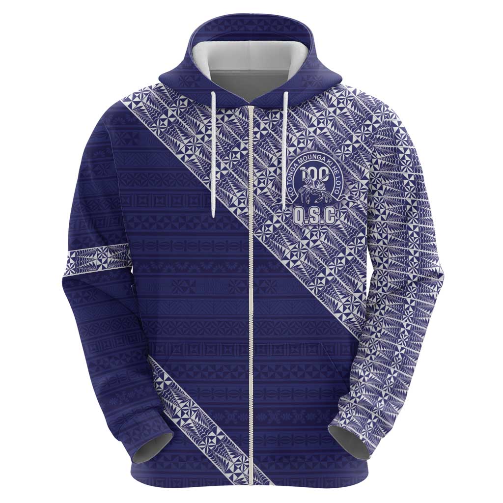 Tonga Queen Salote College Zip Hoodie 100 Years Anniversary Navy Color LT05 - Polynesian Pride