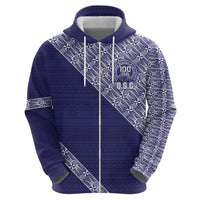 Tonga Queen Salote College Zip Hoodie 100 Years Anniversary Navy Color LT05 - Polynesian Pride