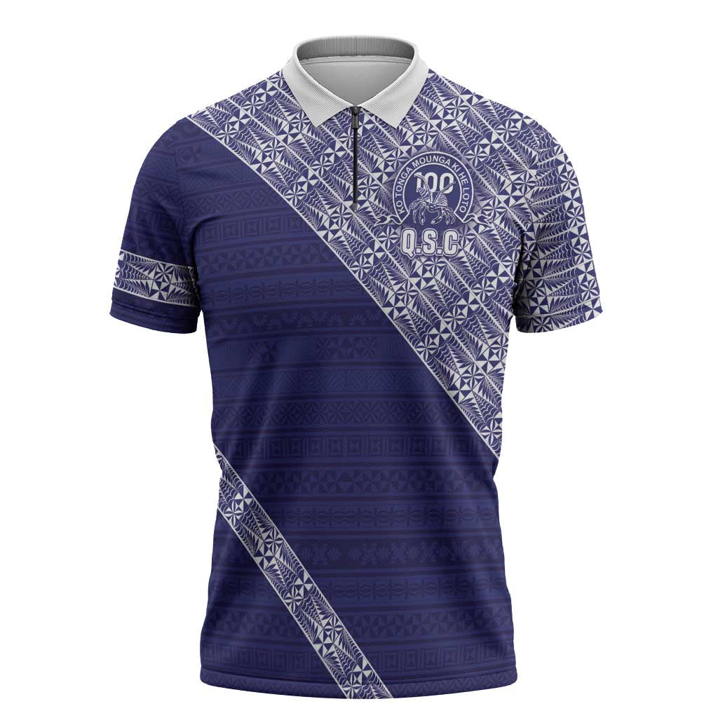 Tonga Queen Salote College Zipper Polo Shirt 100 Years Anniversary Navy Color