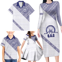 Tonga Queen Salote College Family Matching Long Sleeve Bodycon Dress and Hawaiian Shirt 100 Years Anniversary White Color LT05 - Polynesian Pride