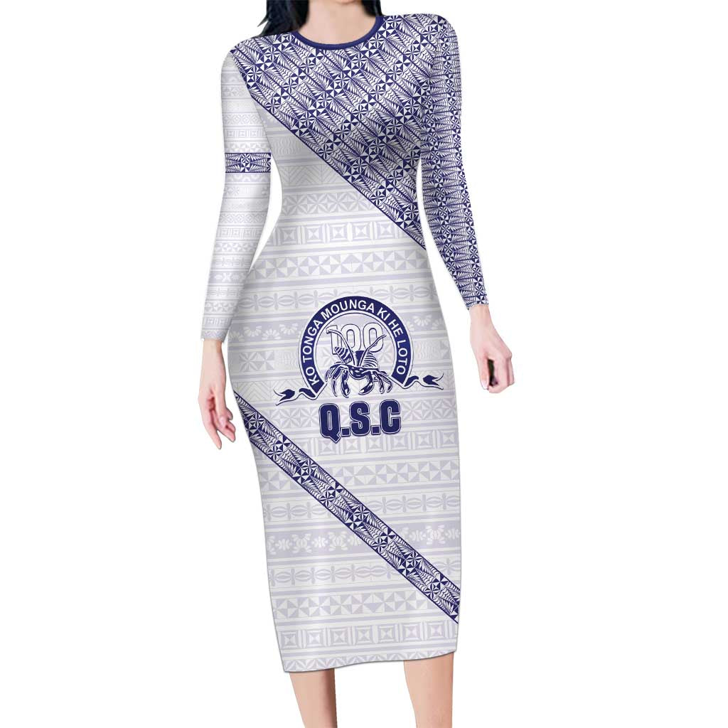 Tonga Queen Salote College Family Matching Long Sleeve Bodycon Dress and Hawaiian Shirt 100 Years Anniversary White Color LT05 Mom's Dress White - Polynesian Pride