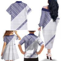 Tonga Queen Salote College Family Matching Off The Shoulder Long Sleeve Dress and Hawaiian Shirt 100 Years Anniversary White Color LT05 - Polynesian Pride