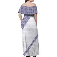 Tonga Queen Salote College Family Matching Off Shoulder Maxi Dress and Hawaiian Shirt 100 Years Anniversary White Color LT05 - Polynesian Pride