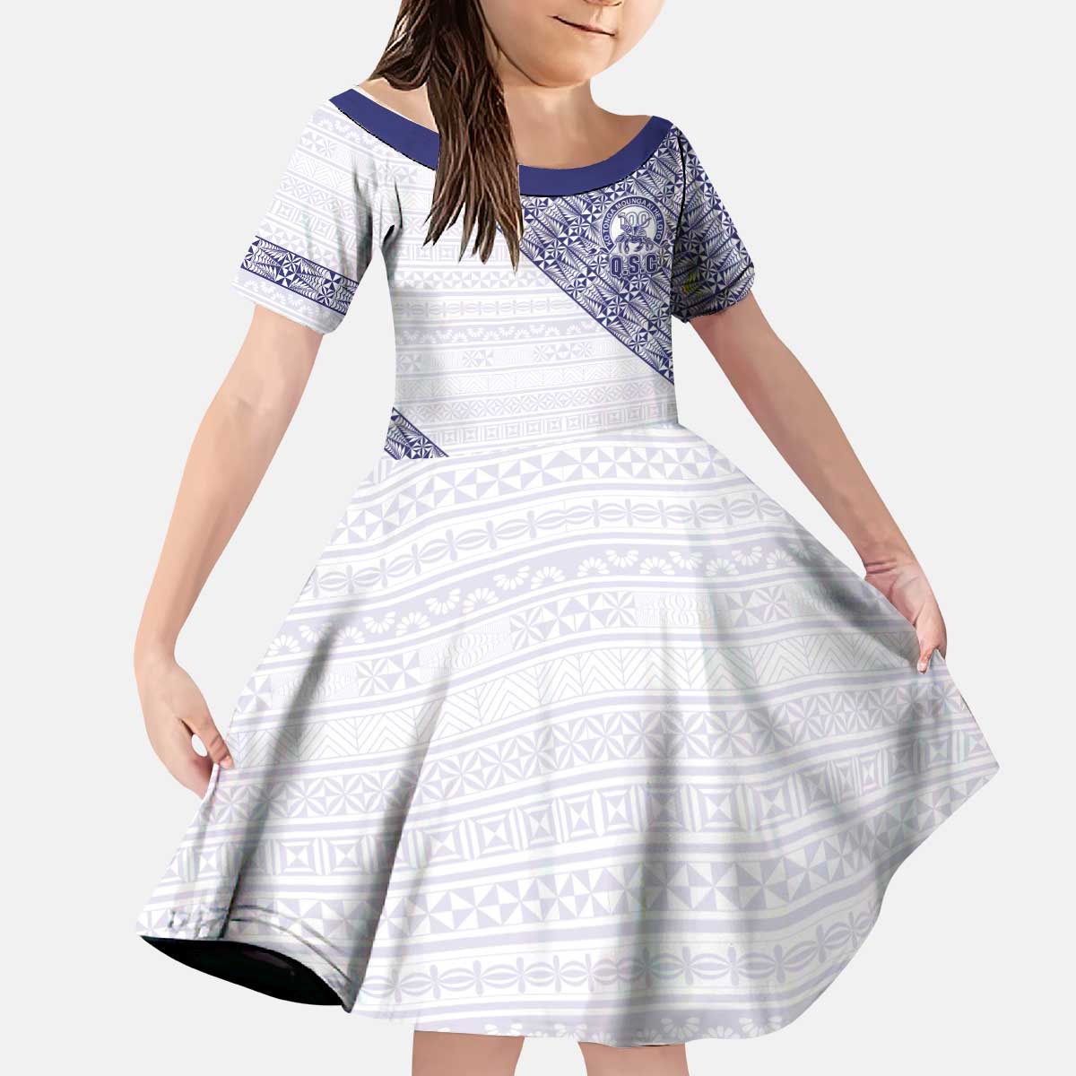 Tonga Queen Salote College Kid Short Sleeve Dress 100 Years Anniversary White Color LT05 KID White - Polynesian Pride