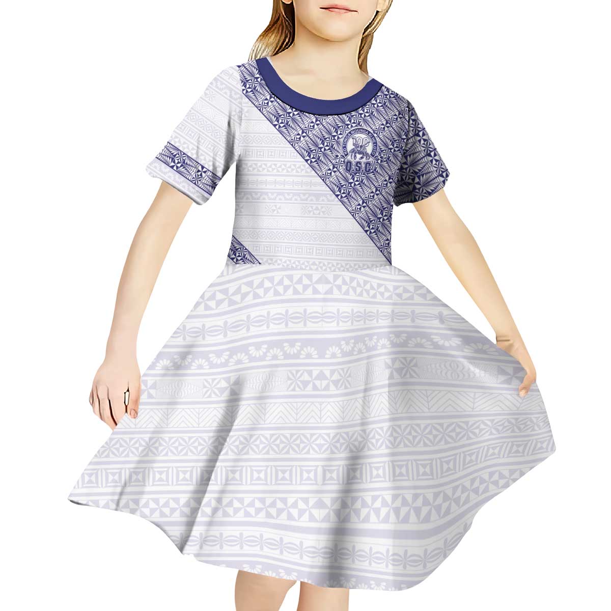 Tonga Queen Salote College Kid Short Sleeve Dress 100 Years Anniversary White Color LT05 - Polynesian Pride