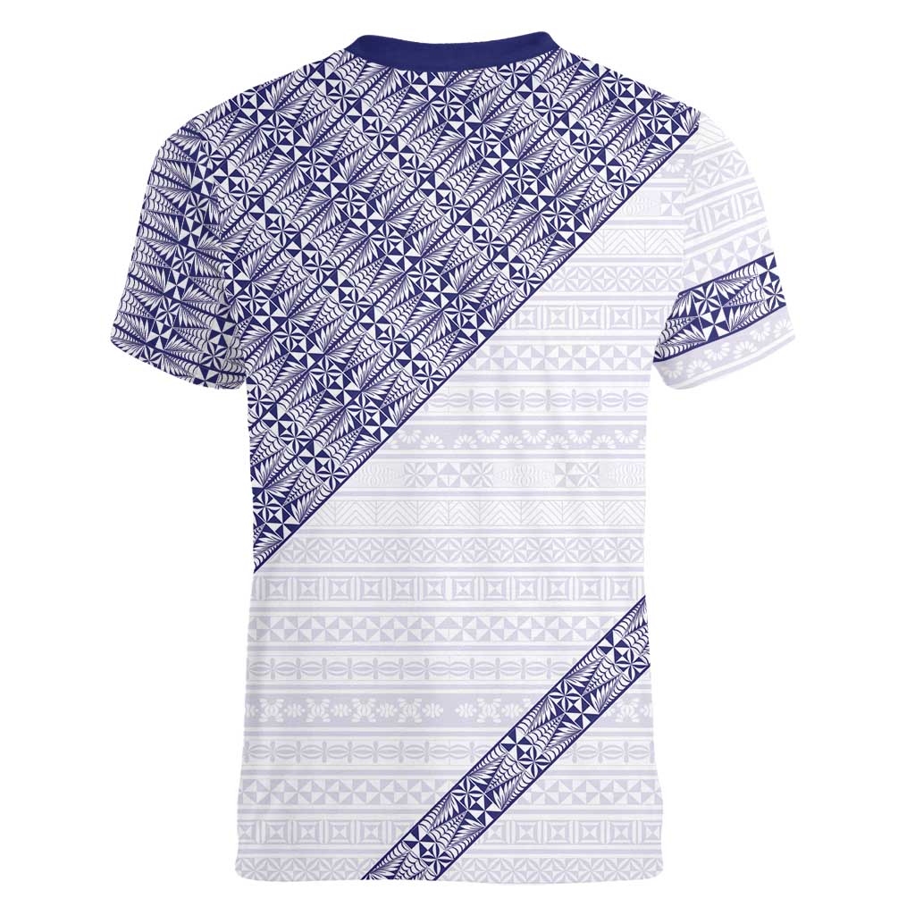 Tonga Queen Salote College Women V-Neck T-Shirt 100 Years Anniversary White Color LT05 - Polynesian Pride
