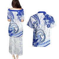 Polynesia Paisley Couples Matching Puletasi and Hawaiian Shirt Mix Navy Polynesian Pattern LT05 - Polynesian Pride