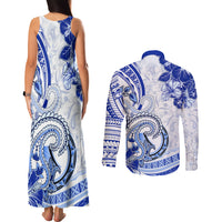 Polynesia Paisley Couples Matching Tank Maxi Dress and Long Sleeve Button Shirt Mix Navy Polynesian Pattern LT05 - Polynesian Pride