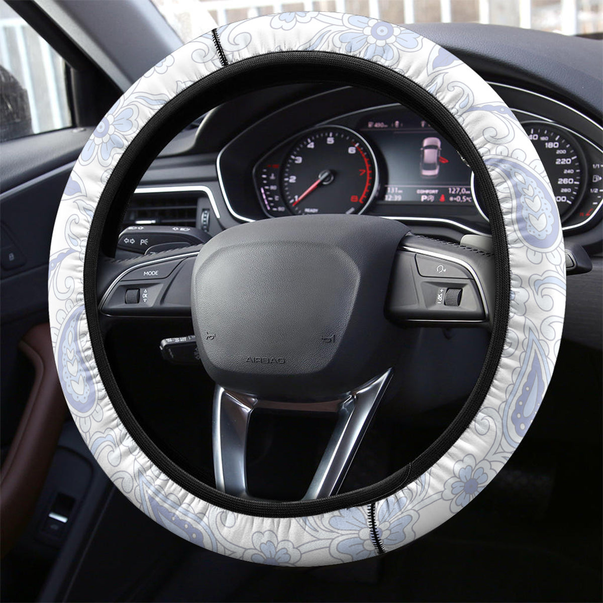 Polynesia Paisley Steering Wheel Cover Mix Navy Polynesian Pattern
