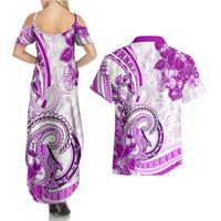 Polynesia Paisley Couples Matching Summer Maxi Dress and Hawaiian Shirt Mix Pink Polynesian Pattern LT05 - Polynesian Pride