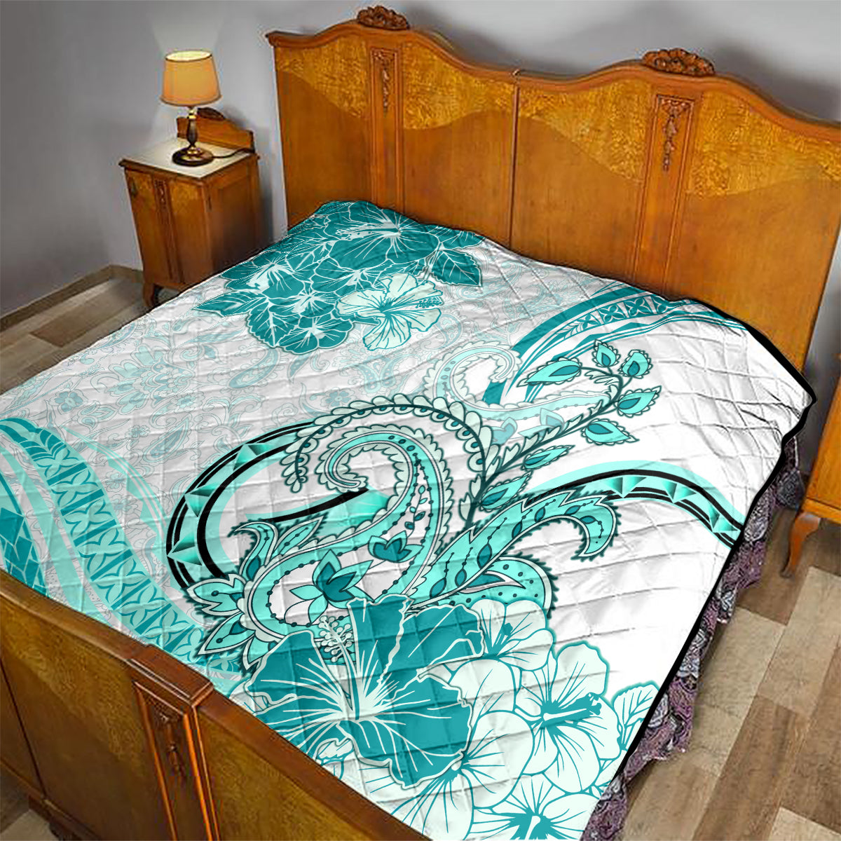 Polynesia Paisley Quilt Mix Teal Polynesian Pattern
