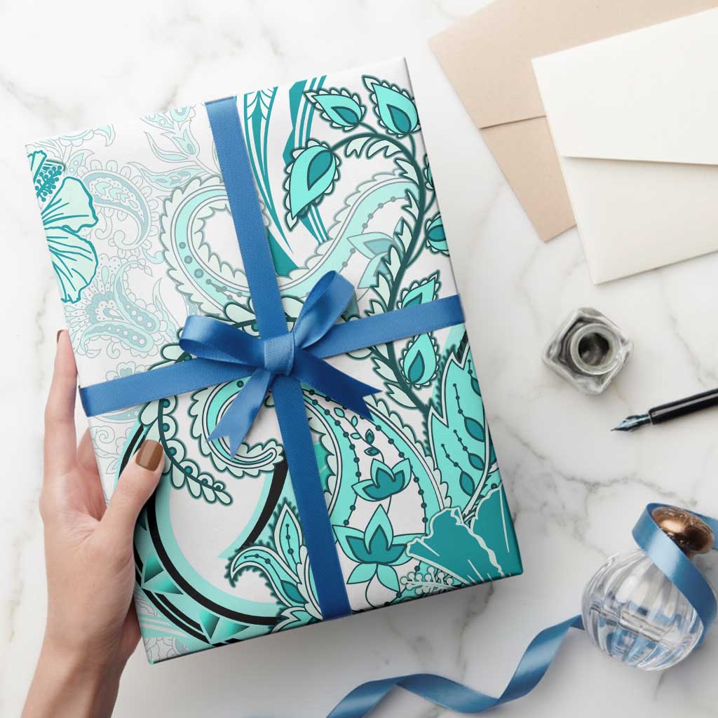 Polynesia Paisley Wrapping Paper Mix Teal Polynesian Pattern - Polynesian Pride
